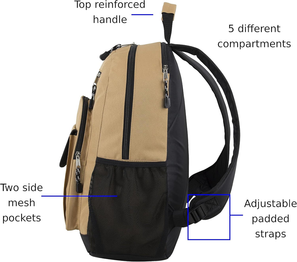 Travel Luggage Carry on Weekender Backpack Daypack Large Tech Laptop Bag for Work, Gym, Hiking, Tan