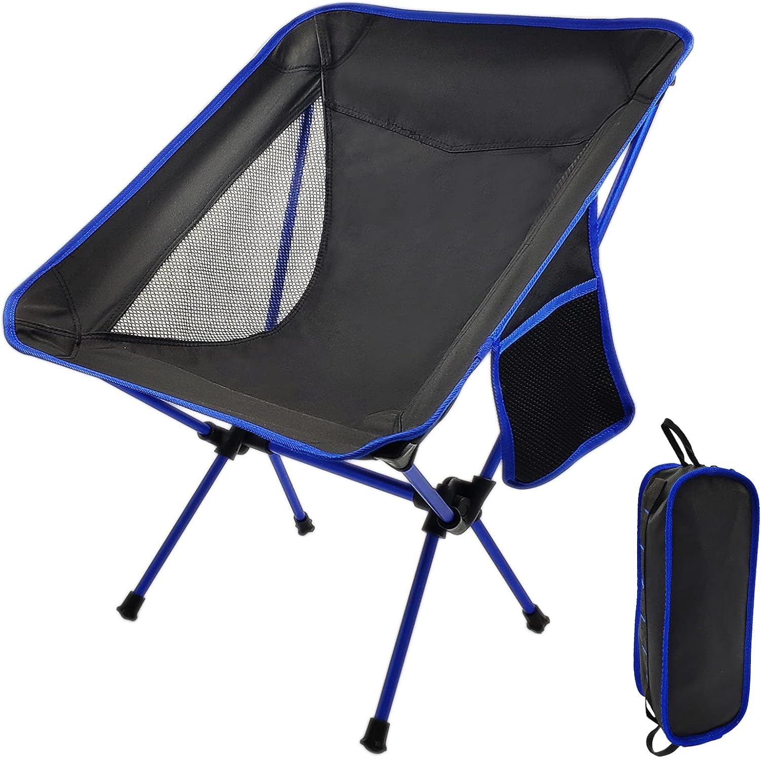 Portable Camping Chair - Compact Ultralight Folding Backpacking Chairs, Small Collapsible Foldable Packable Lightweight Backpack Chair in a Bag for Outdoor, Camp, Picnic, Hiking (Blue)